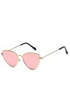 XIAODAN Vintage Miroir Cat Eye Lunettes De Soleil Femmes Métal Lentille Plate Rétro Lunettes De Soleil Femme C5