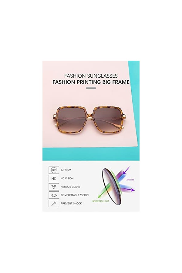 BANLV Lunettes de Soleil à Monture carrée pour Femmes Lunettes de Soleil européennes et américaines pour Femmes