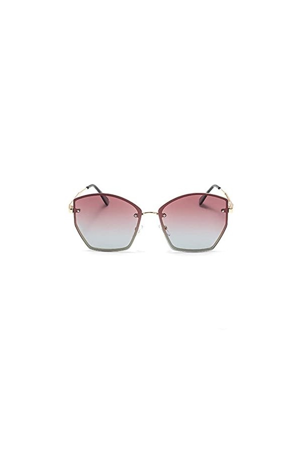 BANLV Lunettes de Soleil polarisées métalliques pour Femmes Lunettes de Soleil œil de Chat à Monture irrégulière