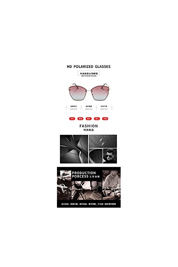 BANLV Lunettes de Soleil polarisées métalliques pour Femmes Lunettes de Soleil œil de Chat à Monture irrégulière