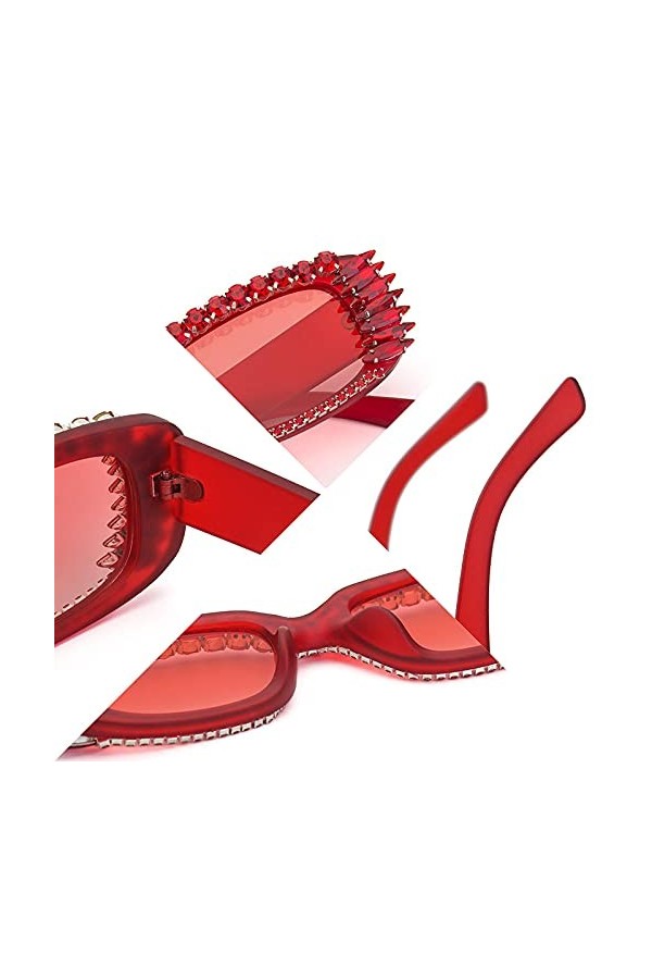 BANLV Lunettes de Soleil européennes et américaines cloutées de Diamants Femmes personnalité Lunettes de Soleil carrées Femme