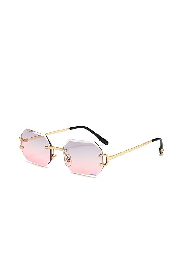 HPIRME Lunettes de soleil carrées sans monture Vintage femmes hommes petites lunettes de soleil pour femmes UV400 nuances, gr