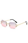 HPIRME Lunettes de soleil carrées sans monture Vintage femmes hommes petites lunettes de soleil pour femmes UV400 nuances, gr