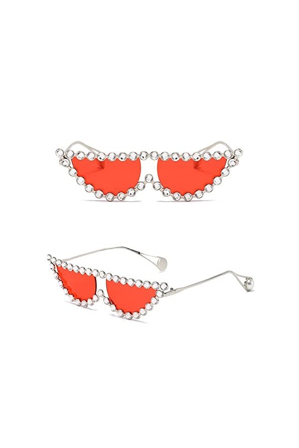 HPIRME Lunettes de soleil yeux de chat vintage femmes monture en métal diamant lunettes de soleil pour femme UV400, 5, taille