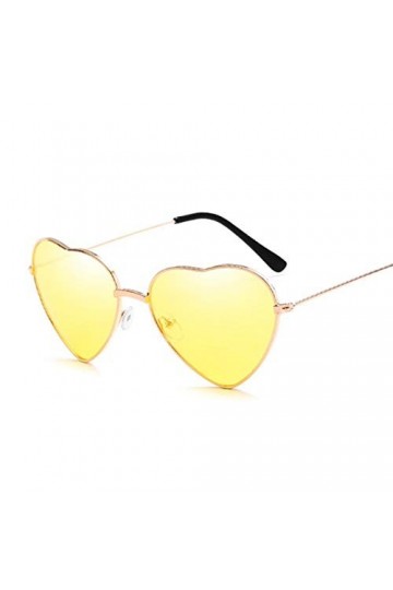 whcct Mode Lunettes De Soleil En Forme De Coeur Femmes Lady Métal Cravates Réfléchissantes Lunettes De Soleil Rouge Femelle