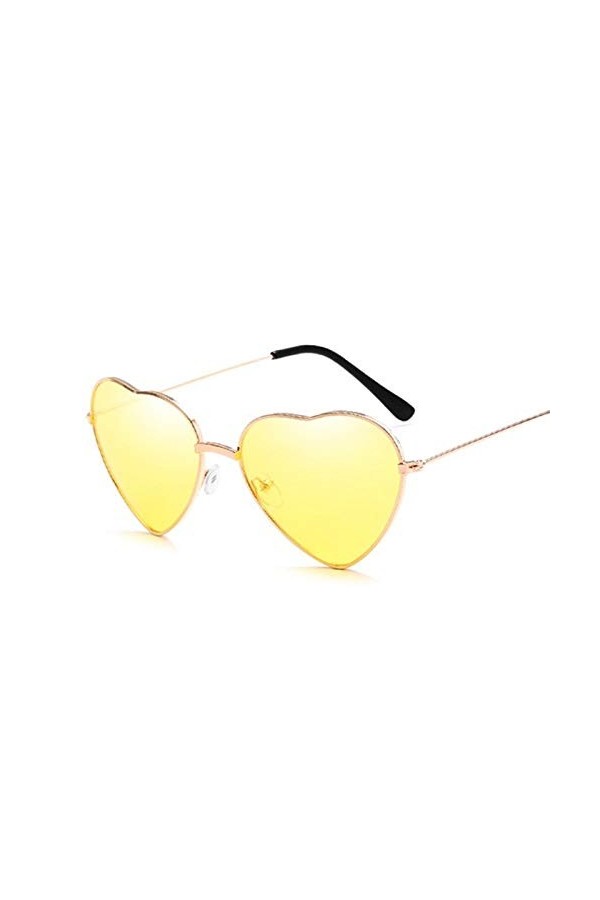 whcct Mode Lunettes De Soleil En Forme De Coeur Femmes Lady Métal Cravates Réfléchissantes Lunettes De Soleil Rouge Femelle