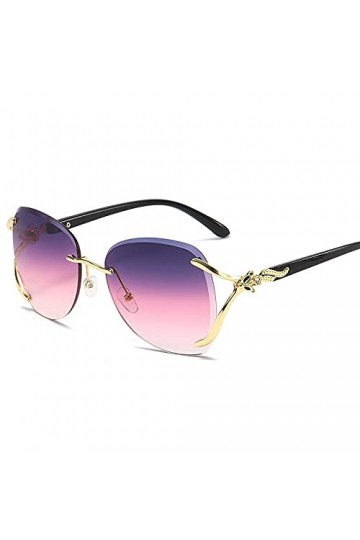 QFSLR Lunettes De Soleil pour Femmes sans Monture À La Mode avec Protection UV À 100%, Adaptées Aux Plages De Shopping De Fêt