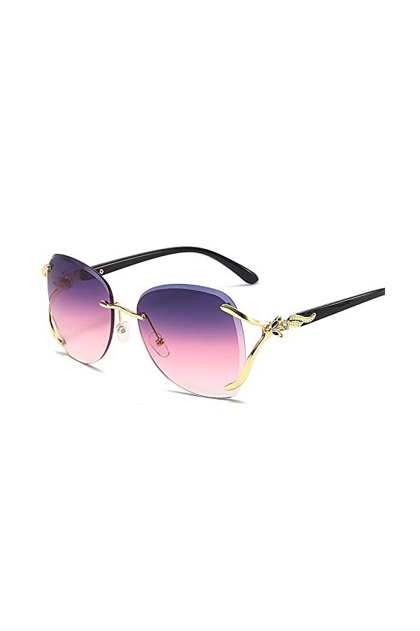 QFSLR Lunettes De Soleil pour Femmes sans Monture À La Mode avec Protection UV À 100%, Adaptées Aux Plages De Shopping De Fêt