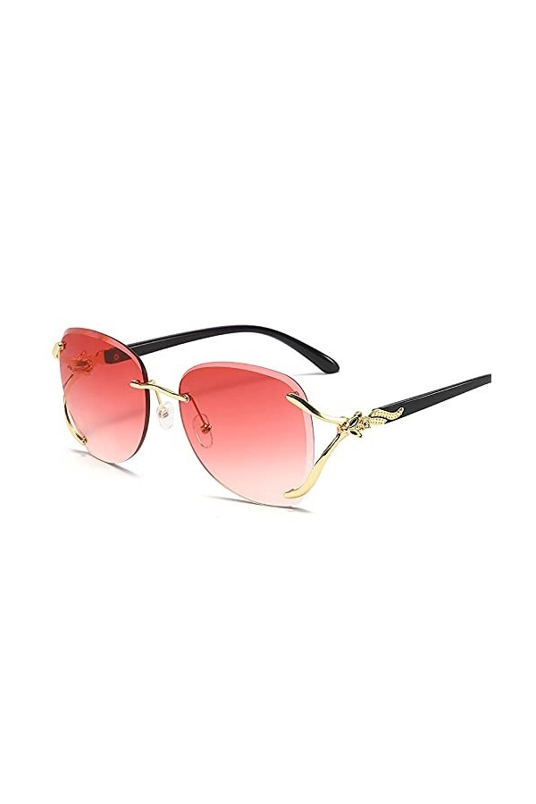 QFSLR Lunettes De Soleil pour Femmes sans Monture À La Mode avec Protection UV À 100%, Adaptées Aux Plages De Shopping De Fêt