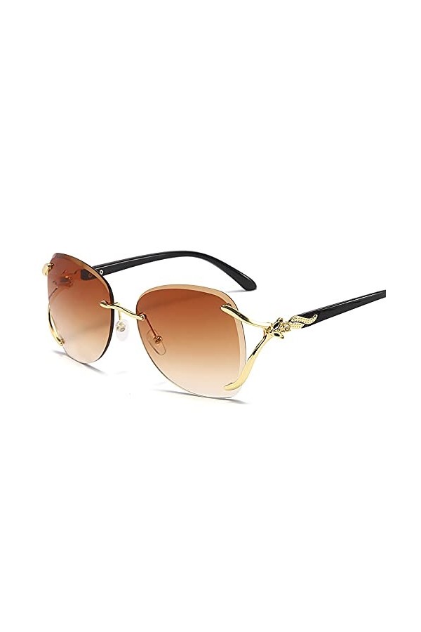 QFSLR Lunettes De Soleil pour Femmes sans Monture À La Mode avec Protection UV À 100%, Adaptées Aux Plages De Shopping De Fêt