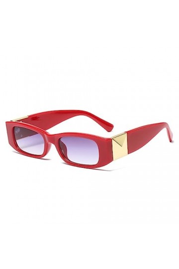 HPIRME Lunettes de soleil carrées à petit cadre vintage femmes pour hommes lunettes de soleil punk de voyage UV400, gris roug