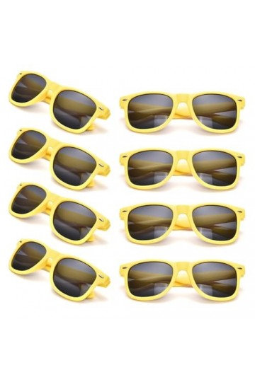SUNOVELTIES 8 Paquets Hommes Femmes Rétro En Gros Néon Fête Faveur Lunettes De Soleil Accessoires, Unisexe Adulte, Jaune
