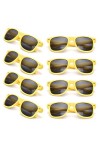 SUNOVELTIES 8 Paquets Hommes Femmes Rétro En Gros Néon Fête Faveur Lunettes De Soleil Accessoires, Unisexe Adulte, Jaune