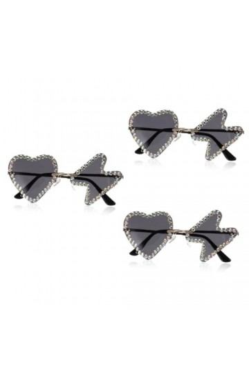 USHOBE 3 Paires De Lunettes De Soleil Hip Hop Accessoires Photo Tenues Pour Femmes Lunettes De Plage Lunettes De Coeur Sans C