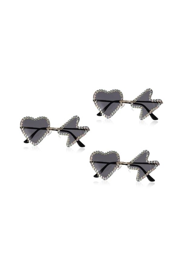 USHOBE 3 Paires De Lunettes De Soleil Hip Hop Accessoires Photo Tenues Pour Femmes Lunettes De Plage Lunettes De Coeur Sans C