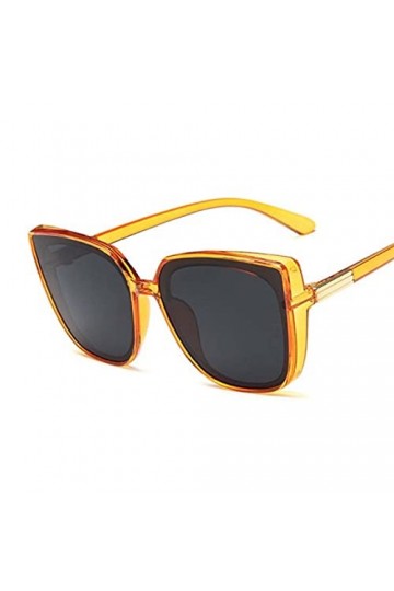 hdsrf Cat Eye Lunettes de Soleil Femme Vintage Noir Miroir Lunettes de Soleil pour la Mode Grand Cadre Cool Sexy Femme Lunett