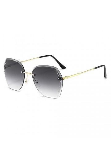 HCHES Lunettes de soleil sans monture strass femmes hommes diamant coupe lentille dégradé lunettes de soleil femme lunettes U