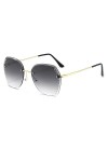 HCHES Lunettes de soleil sans monture strass femmes hommes diamant coupe lentille dégradé lunettes de soleil femme lunettes U
