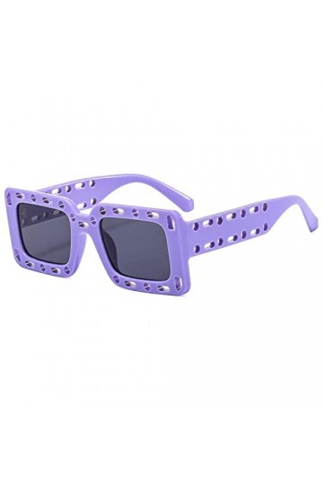 MUTYNE Lunettes de soleil carrées surdimensionnées pour femmes, monture creuse, lunettes de soleil UV400 pour hommes, violet,