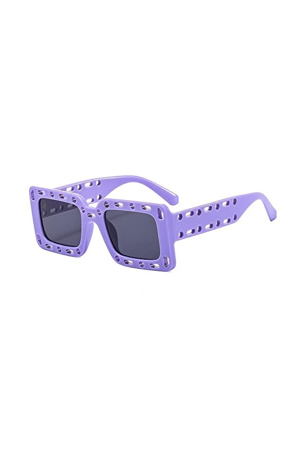 MUTYNE Lunettes de soleil carrées surdimensionnées pour femmes, monture creuse, lunettes de soleil UV400 pour hommes, violet,