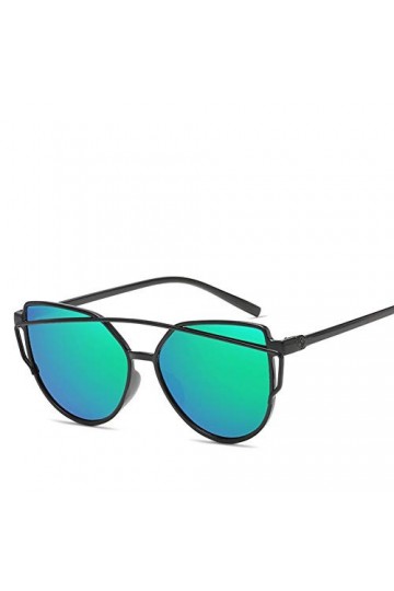 YIERJIU Lunettes Marque de Mode Lunettes de Soleil Yeux de Chat Femmes Twin Bar Lunettes de Soleil Femme Rétro Revêtement Mir