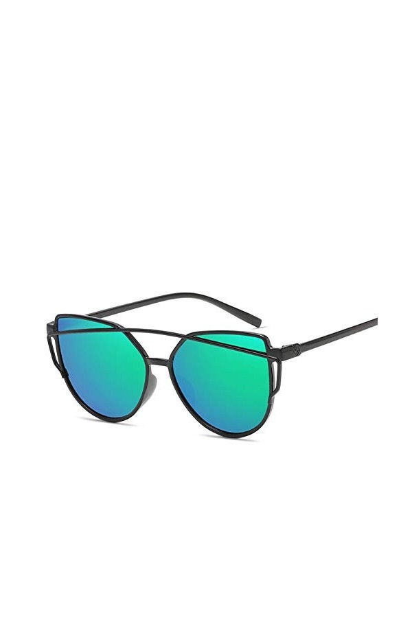 YIERJIU Lunettes Marque de Mode Lunettes de Soleil Yeux de Chat Femmes Twin Bar Lunettes de Soleil Femme Rétro Revêtement Mir