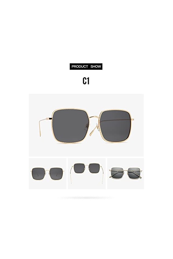 BANLV Grandes Lunettes de Soleil à Monture carrée Femmes Lunettes Lunettes de Soleil de Photographie de Rue européennes et am