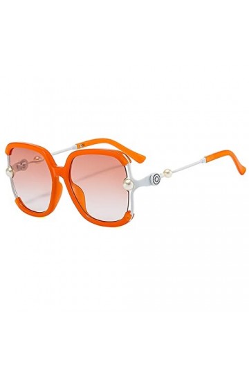 HPIRME Lunettes de soleil carrées à grande monture pour femmes Vintage Travel Pearl Lunettes de soleil surdimensionnées pour 