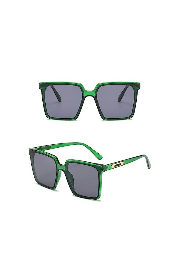 HPIRME Lunettes de soleil carrées Vintage Big Frame Femme Retro Black Mirror Gradient Lunettes de soleil pour femme, Vert, ta