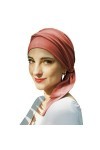 CAREBELL - Smooth - Bonnet Foulard oncologique en bambou pour chimiothérapie et alopécie avec rubans corail 