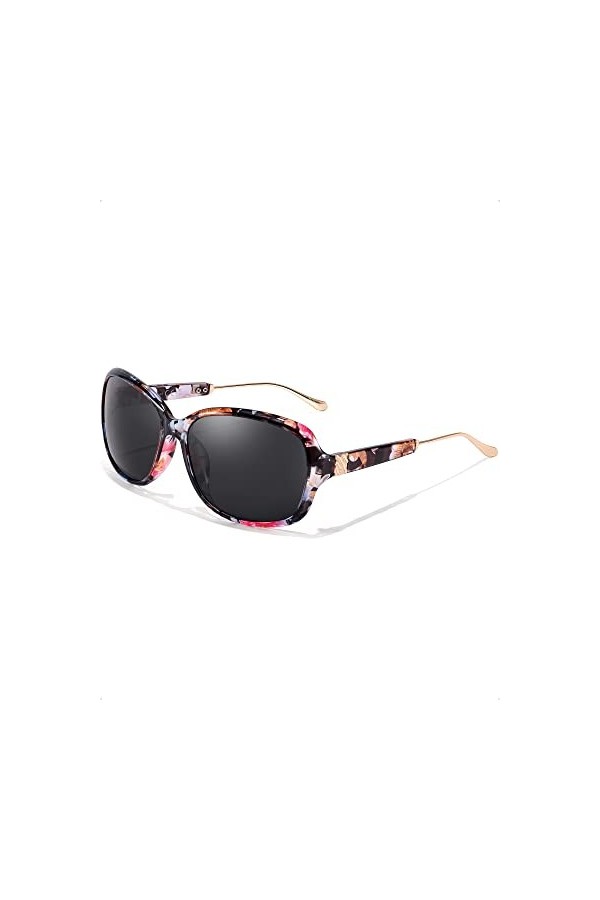 SIPHEW Lunettes de soleil polarisées enveloppantes pour femme 60 mm, Transparent Floral
