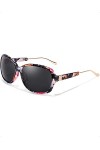 SIPHEW Lunettes de soleil polarisées enveloppantes pour femme 60 mm, Transparent Floral