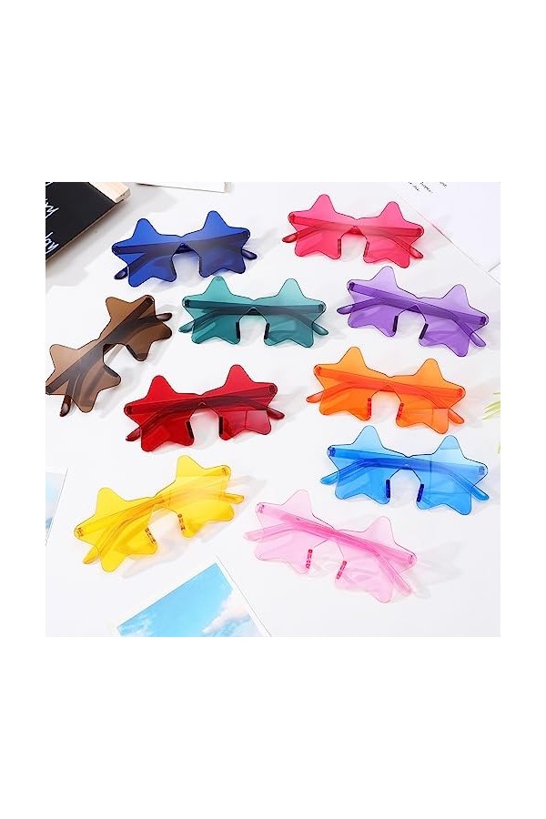 EXCEART Lot de 20 lunettes de soleil en forme détoile - Lunettes de soleil transparentes - Couleur bonbon