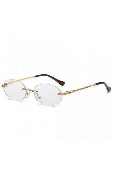 MUTYNE Mode ovale lunettes de soleil hommes petit sans monture luxe femmes métal bleu lunettes de soleil lunettes, C07 Transp