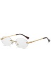 MUTYNE Mode ovale lunettes de soleil hommes petit sans monture luxe femmes métal bleu lunettes de soleil lunettes, C07 Transp