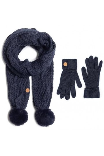 Pepe Jeans London Ensemble écharpe et gants Sofia 2 en 1 pour femme océan foncé taille unique , Bleu océan foncé, taille u