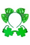 Ailesiy Lot de 2 bandeaux et lunettes de soleil trèfle pour la Saint-Patrick - Lunettes de soleil irlandaises pour femme - Ac