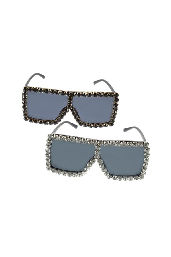 Holibanna 2 Pièces Des Lunettes De Soleil Lunettes Bling Bling Lunettes De Soleil Femme Pour Fête Lunettes De Soleil à La Mod