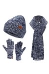 Hiver Chaud Bonnet Homme Femme Long Echarpe Gants Tactiles Ensemble avec Polaire Tricoter Cadeaux Noel Femme & Homme