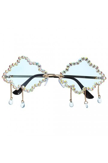 USHOBE 2 Paires De Lunettes De Soleil Nuage Accessoires De Festival Lunettes De Soleil Sans Monture En Cristal Lunettes Avec 