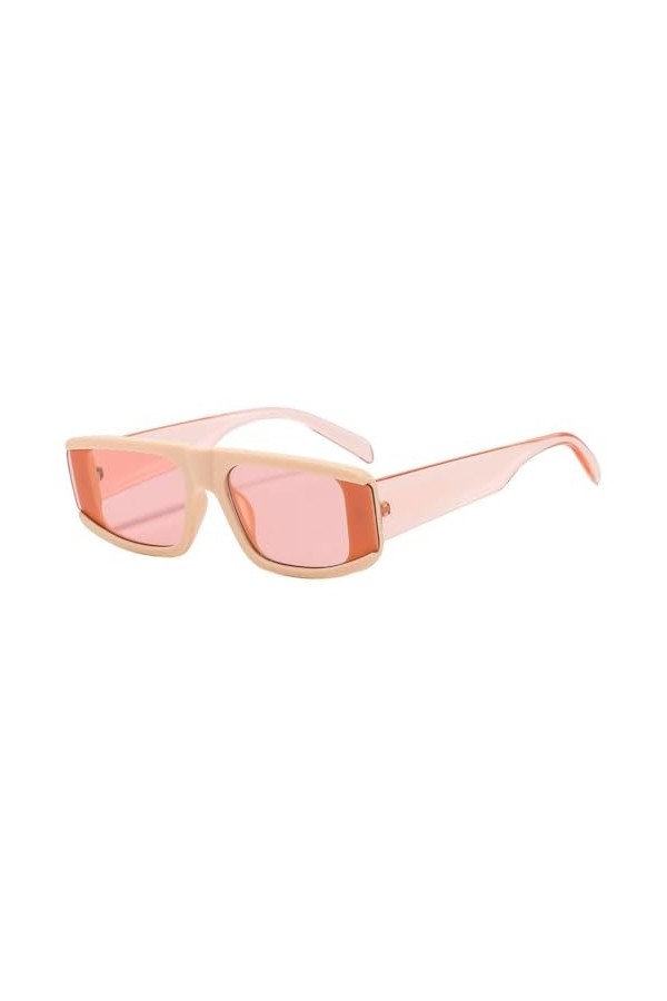 Lunettes de Soleil carrées Femmes Miroir Couleur Contraste Rectangle Lunettes de Soleil Femme rétro Vintage, 3, Taille Unique