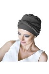 CAREBELL Turban Basique Confort Coton, Gris foncé Jaspé 140, Taille Unique