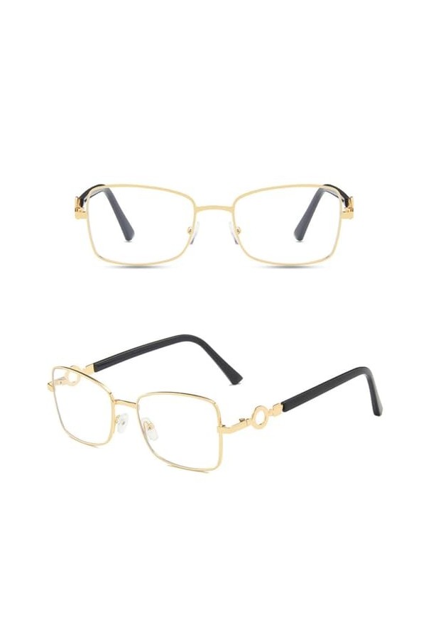 Lunettes de Soleil carrées rétro Vintage Femmes pour Hommes Lunettes de Soleil mâle dégradé Lunettes Femme UV400, Or Clair, T