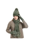 INSISMY Écharpe Chapeau Gants Ensemble Bonnet Femme Cache-Cou Longue Écharpe et Gants Thermique Écran Tactile Ensemble 3 PCS 