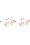TENDYCOCO 2 Pièces Lunettes De Soleil Irrégulières Lunettes De Soleil Unisexes Lunettes De Coeur Accessoires De Bal Cadeau Po