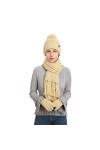 INSISMY Écharpe Chapeau Gants Ensemble Bonnet Femme Cache-Cou Longue Écharpe et Gants Thermique Écran Tactile Ensemble 3 PCS 
