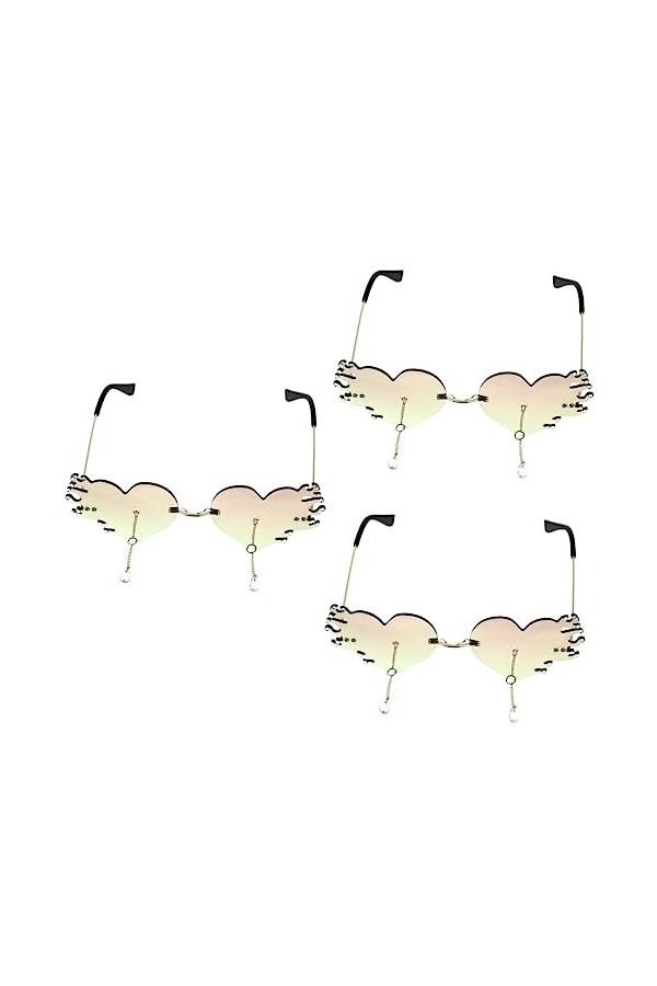 SOIMISS 3 Pièces Lunettes De Soleil Coeur Lunettes De Nouveauté Lunettes De Soleil De Mode Pour Femmes Lunettes De Fête Pour 