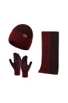 INSISMY Chapeau écharpe gants ensemble pour hommes hiver doux bonnet tricoté longue écharpe bonnet et écran tactile gants ens