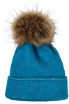 styleBREAKER Bonnet à pompon en tricot uni avec paillettes et doublure polaire pour femme - Bonnet dhiver en fourrure - Bonn