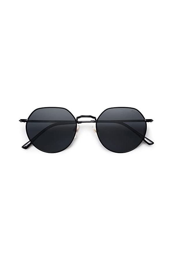 SOJOS Lunettes de Soleil Polygonales Rondes Polarisées pour Femmes Hommes Rétro Classique Vintage Lunettes de Soleil Hedy SJ1